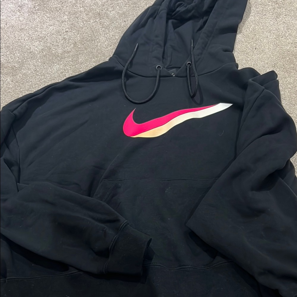 Nike Black Hoodie with Pink and White Swoosh